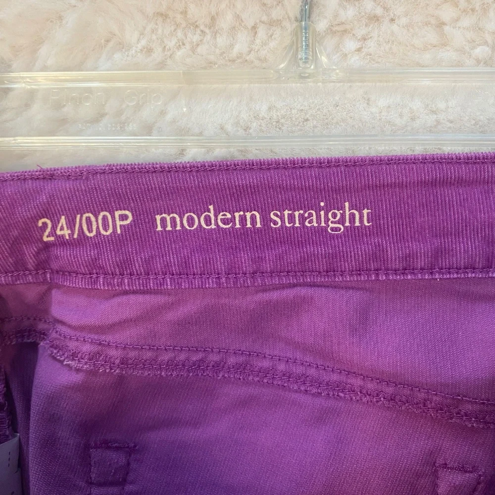 LOFT modern straight corduroy pants, magenta pink, size 24 petite - Picture 9 of 16